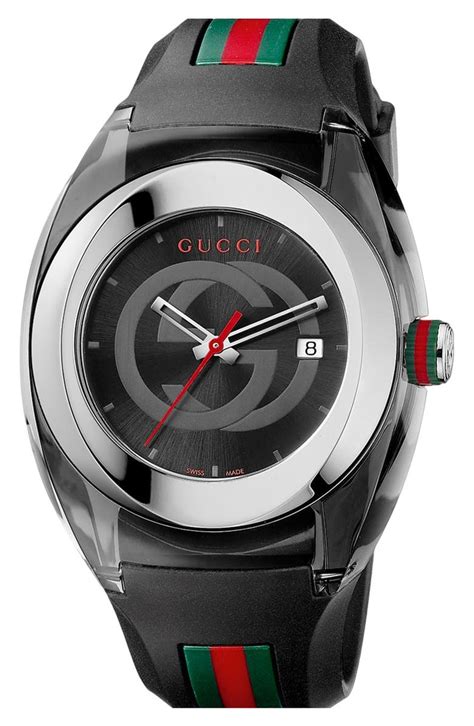 gucci watch with rubber strap.